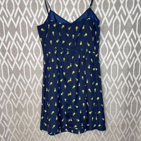 J. Crew Navy Pineapple Dress Fully Lined Rear Zip with Pockets Size: 6 - Picture 2 of 3